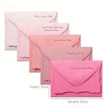 60pcs (30 Envelopes + 30 Cards) Pink Wavy Edge Envelopes, 10X7cm Small Gift Envelopes, Suitable For Wedding Invitations, Gift Cards, Handmade Birthday Party, Thank You - A - View 4