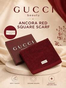 Gucci Burgundy Square Scarf, 41*40cm, Soft Skin-Friendly Absorbent, Comes With Gift Box, Delicate No Shedding, Perfect For Holiday Gifts And Personal Use - Burgundy - View 2