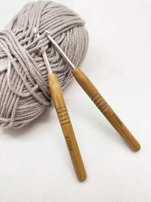 Bamboo Handle Carbonized Silver Head Crochet Hooks, 2.0-6.0mm 9 Sizes Available, Smooth Silver Head Anti-Snag, Suitable For Knitting Dolls, Scarves, Holiday Gift Making And Home Decor, First Choice For Knitting Enthusiasts Handmade Gift Making - Carbonized Round Shank Hook - View 5