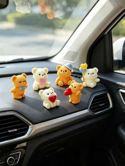 Cute Bear Car Dashboard Ornament, Dual-Color Healing Style, Universal Car Dashboard Interior Decoration Accessory, Dashboard Decor, Cute Car Interior Item For Girls