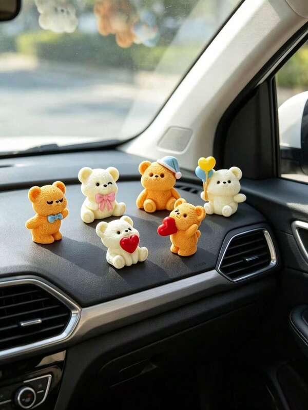Cute Bear Car Dashboard Ornament, Dual-Color Healing Style, Universal Car Dashboard Interior Decoration Accessory, Dashboard Decor, Cute Car Interior Item For Girls