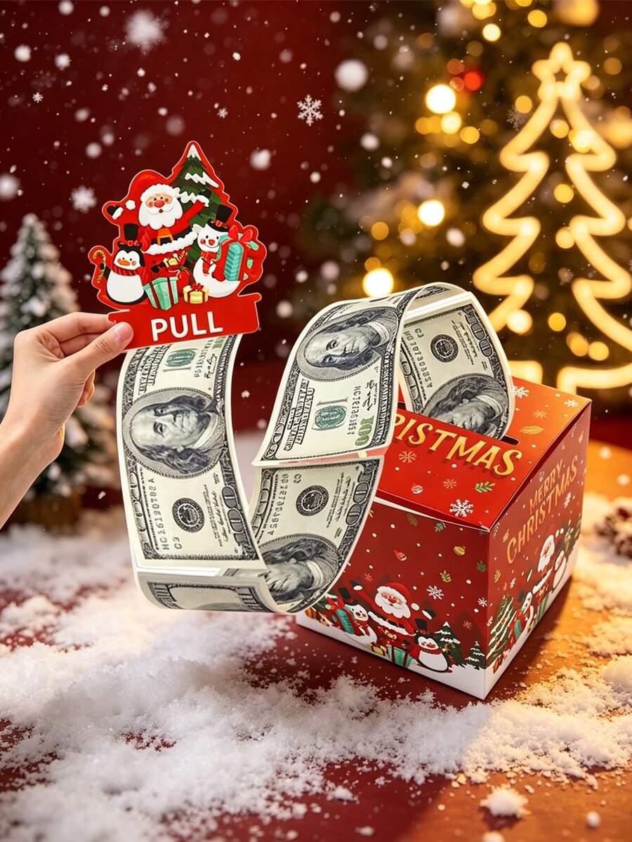 1組聖誕抽鈔禮金盒,聖誕老人雪人現金禮物盒,歡樂聖誕氛圍,居家裝飾,冬季裝飾,桌面裝飾,聖誕禮物,派對小禮,趣味禮物,創意禮物 - 彩色 - 查看 1