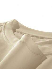 Morandi Oversized Peony Long Sleeve Top, Elegant Floral Branch Men's Spring/Autumn Versatile Long Sleeve T-Shirt - Apricot - View 5