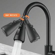 Extensor de grifo de cocina a prueba de salpicaduras con cabezal de ducha universal, rotación universal, ahorrador de agua con aumento de presión, conjunto de doble función. - color plata - Ver 7