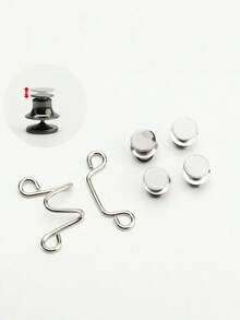 6Pcs Adjustable Denim Jeans Button Set, Convenient And Quick Storage, Seamless Metal Belt Clip, Suitable For Women's Pants, Quick-Fastening Tight Design, Multi-Functional Silver-Grey Belt Buckle Set - Multicolor - View 11
