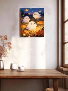 Pintura por números DIY en lienzo con calabazas y fantasmas lindos de Halloween, decoración para el hogar para adultos, regalo festivo hecho a mano - Conjuntos - Ver 2