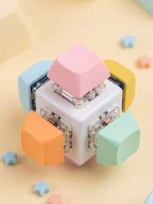 1/6pcs Stress Relief Toy Keyboard Clicker Mechanical Key Switch Cube Adult Fidget Gift For Time Killing (Chain Color And Style Random) - Multicolor - View 3