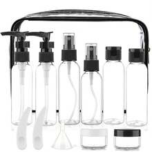 Portable Makeup Set Travel Refillable Bottles Spray Bottles Cosmetic Storage Set With Storage Bag And Labels Women's Holiday Gift Set 13pcs - Black - View 5