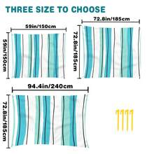 1pc Extra Large Striped Sand-Proof Quick-Dry Beach Towel Mat, Suitable For 1-3 Adults - Lightweight, Durable Polyester Fabric - Perfect For Travel, Camping, Hiking And Leisure Beach Time, Beach Mat, Picnic Mat, Camping Ground Cover - Mint Blue-green Vertical Stripes - View 3