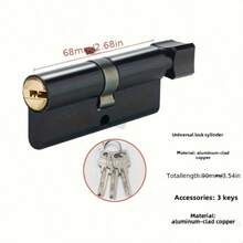 1 Set Metal Door Lock With Lock Body And Lock Cylinder Or 2 Handles, 3 Keys, Suitable For Bedroom And Interior Room Doors, Elegant Design Handle, Quiet Lock Body With Synchronized Internal Insurance - Multicolor - View 5