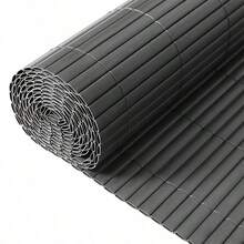 Grey Privacy Screen PVC Slat Bamboo Effect Fence Garden Privacy Screen Fencing Shade Border Screening Roll - Gray - View 11