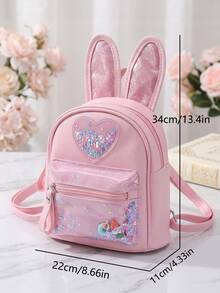 1 chiếc ba lô đeo vai đôi hình thỏ cho bé gái kèm túi mini đồng bộ, quà tặng dễ thương cho bé gái - Hình dạng con thỏ - Xem 10