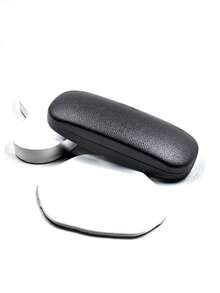 1 pieza Estuche clásico de gafas de cáscara dura de tela de lino, caja de almacenamiento de gafas ópticas, accesorio de gafas para mujer - Negro - Ver 3
