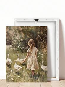 1pc Goose Girl Prints, Rustic Farmhouse Moody Girl With Ducks Painting,Shepherdess Lamb Art, Ideal Gift,Suitable For Bedroom,Living Room,Office,Wall Arts,Wall Decor,Home Decor,Room Decor,Canvas Wall Art,Posters, Wall Art With Frame, Optional Frame ﻿ - 1PCS - View 32