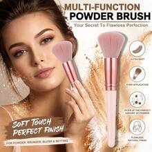 Set Kuas Makeup 7/8/9/10/11/12/13pcs, Kuas Blending Eyeshadow Rambut Sintetis Premium, Alat Kosmetik - Baby Pink - View 3