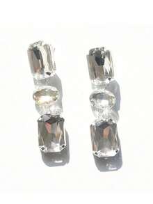 Fashion Bling Rhinestone Earrings & Necklace Set, Bridal Wedding Banquet Jewelry Set - Silver - View 10