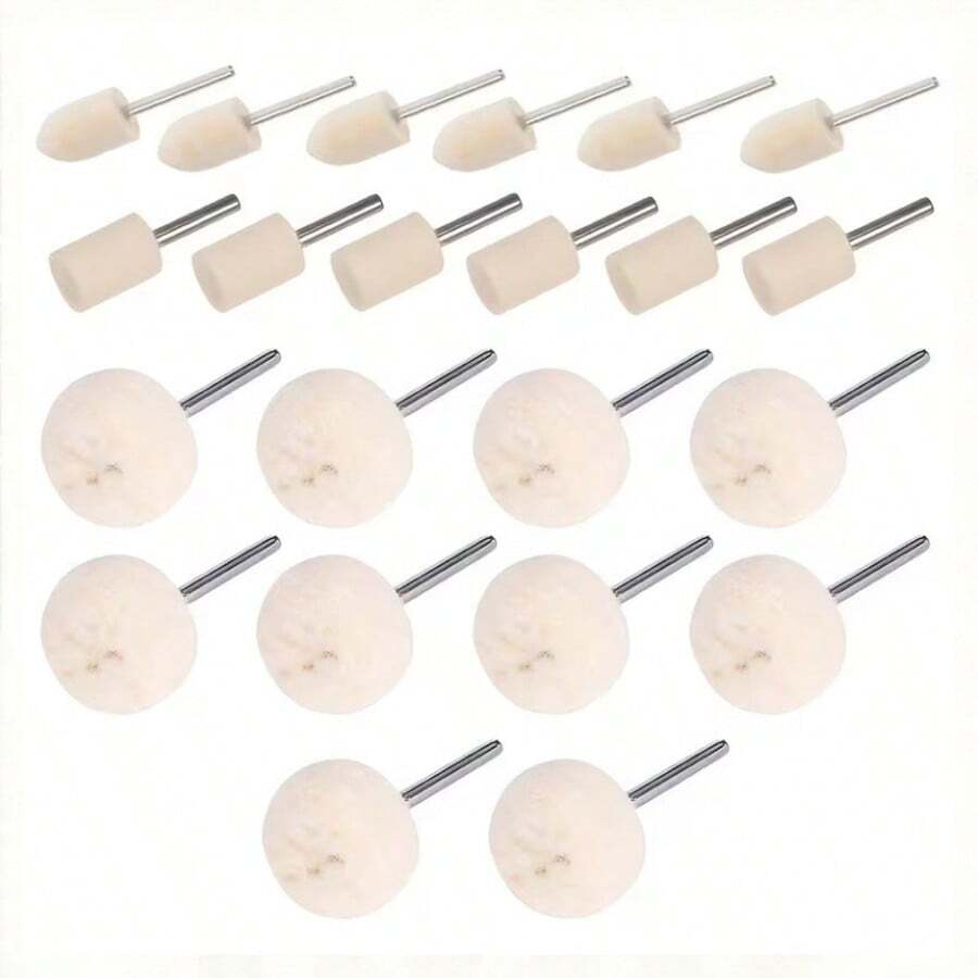 Mini Schleifscheiben-Kopf, Schleifscheibe aus Filz, 3mm Griff Polierscheibe, Metall-Polierbürste, Bohrer-Rotationswerkzeug - Wollschleifscheibe - Übersicht 1