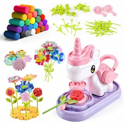 UINLE Baby Children's Educational Handmade Toy Set DIY Educational Clay Press Machine Unicorn 2-In-1 Illustration Machine/Clay Machine Parent-Child Interaction Birthday Party Gift Suitable For Boys And Girls To Inspire Creativity Set Clay Toys For Children 3 Years And Above