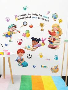 mama look 1pc, 30*120cm, Educational Learning Wall Sticker, Building Blocks Puzzle, Student Reading, Positive Encouragement Quotes, PVC Self-Adhesive Removable Wall Sticker, Suitable For Bedroom, Living Room, Study, Dining Room, Bathroom, Home Wall Decoration, Room Decor, Etc. - Multiple Styles - View 12