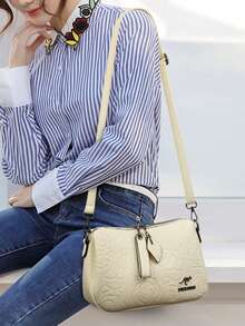 2026 New High Quality Soft Pu Leather Women Shoulder Bag Floral Pattern Messenger Bags Women Designer Handbags Wallets - White - View 10
