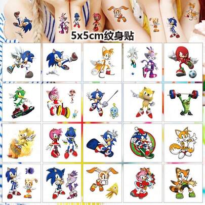 Sega 1 Set/20 Piezas Pegatinas de Onda Sonora de 5x5cm - Pegatinas de Transferencia de Dibujos Animados para Fiestas de Cumpleaños & Celebraciones Festivas | Pegatinas Interactivas DIY Premium (Diseños Aleatorios)