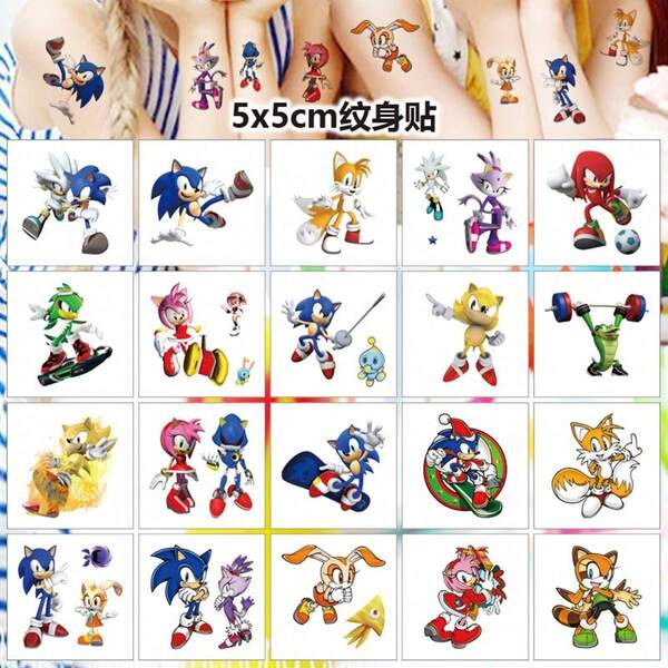 Sega 1 Set/20 Pieces 5x5cm Sound Wave Stickers - Cartoon Transfer Stickers For Birthday Parties & Festive Celebrations | Premium DIY Interactive Stickers (Random Designs)