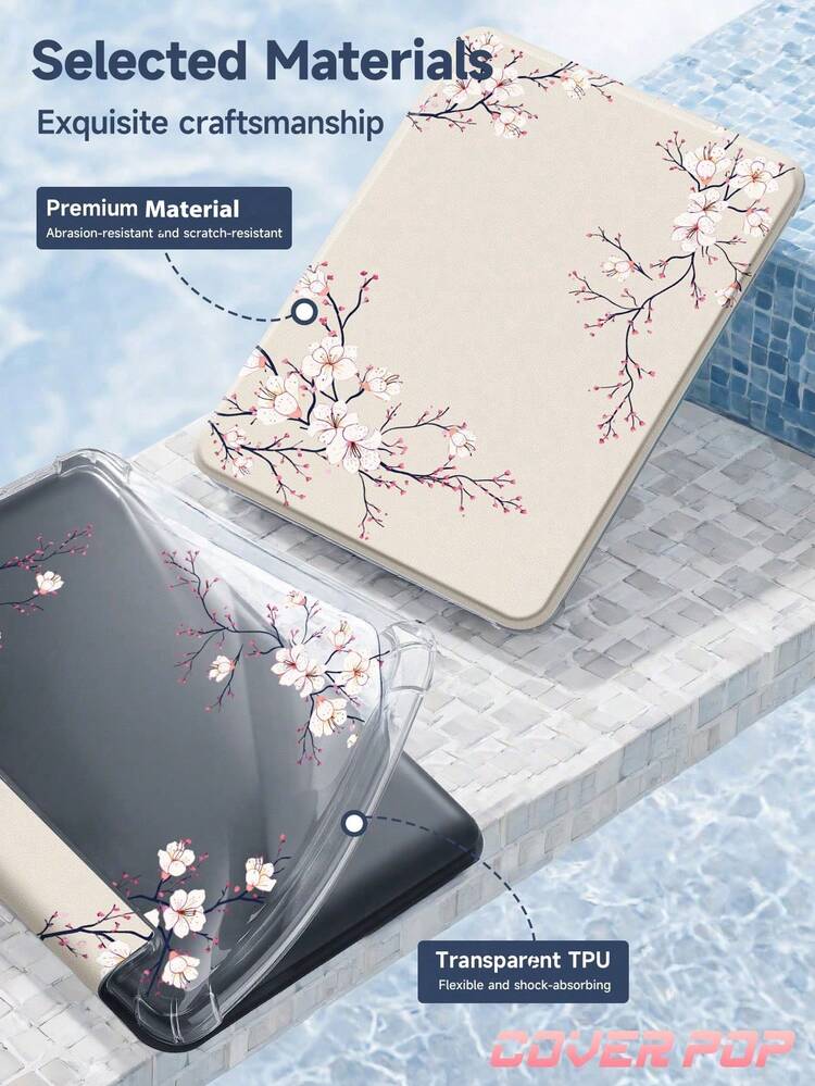 Cherry Blossom Pattern Tablet Protective Case, Compatible With