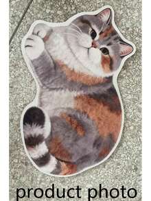 1pc Tricolor Cat Shaped Bath Mat, Bathroom Rug, Door Mat, Small Rug, Carpet, Floor Mat, Home Decor, Area Rug, Outdoor Mat, Home Decor, Area Carpet, Bedroom Rug, Washable Carpet - Multicolor - View 3