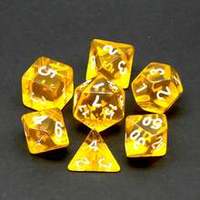 7pcs Transparent Polyhedral Dice Set, Clear Acrylic Role-Playing Game Dice With White Numbers, Multiple Colors Available, Includes Snake Pattern Storage Bag, Suitable For TTRPG Tabletop Games - Multicolor - View 7