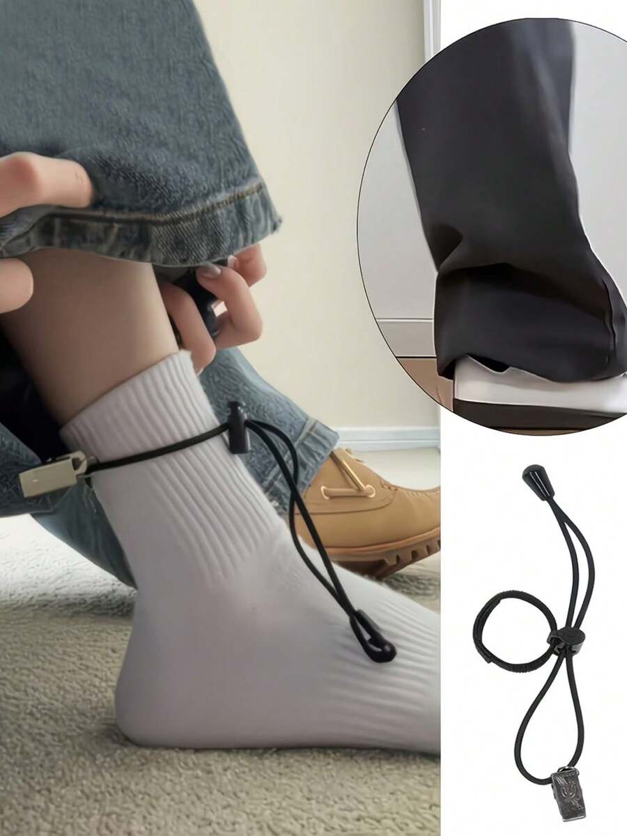 Anti-Drag Pant Leg Clip, Invisible Shortening Fixing Clip, Prevents Pant Legs From Dragging On The Floor, Seamless Hidden Fastener, Adjustable Pant Leg Strap, Prevents Pant Legs From Touching The Ground - Black - View 1