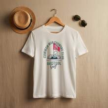 Casual Urban Style Men's T-Shirt, Graphic Print With Country Club Common Man Bar Stool, Summer Casual Wear, 100% Cotton, Fun T-Shirt For Men - White - View 3