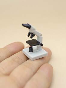 Adorno de microscopio binocular de simulación de casa modelo, accesorio decorativo de laboratorio de ciencia en miniatura, pequeña figura creativa de escritorio - modelo de microscopio - Ver 2