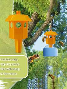 Lantern-Shaped Wasp Trap, Hanging Wasp Repellent Trap, Outdoor Wasp And Hornet Trap, Outdoor Yard Bee And Wasp Protection, Yard Wasp Control Tool, Hook-Style Wasp Trap - A - View 2