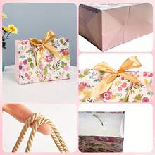 1/2/4/6 Sets de Bolsas de Regalo de Papel con Asas, Bolsas de Regalo para Fiestas con Diseño Floral y Cinta, Diseño Floral de Primavera y Rosa Romántico, Adecuado para Bodas, Cumpleaños, Día de San Valentín, Navidad, Acción de Gracias - Múltiples estilos - Ver 7