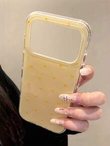 時尚手機殼，極簡可愛設計，黑白波點圖案，適用於 iPhone 11 至 17 系列，17Pro Max 17pro 17 16promax 16pr 16plus 15proma 15pro 15 14promax 14pro 14 13promax 13pro 13 12promax 12pro 12 11 智慧型手機保護殼 - 黃色 - 查看 3