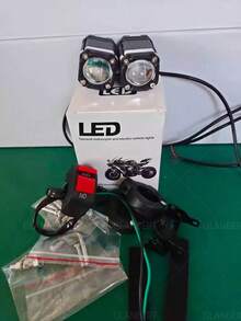 GLANBERT 12-80V 摩托車輔助頭燈 LED 聚光燈，額外聚光燈，通用於電動摩托車/自行車 - 對裝+開關 - 查看 16