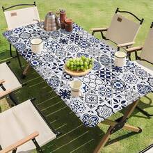 1pc Rectangular Mandala Pattern Elastic Washable Table Cover, Wrinkle-Resistant Polyester Fitted Tablecloth, Fashionable & High-End, Suitable For Kitchen, Dining, Outdoor Activities, Picnics, Patio Gatherings, Birthday Parties, Dining Textile - B - View 5