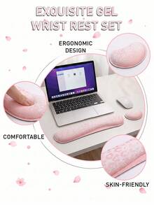 2pcs Keyboard Wrist Pad, Ergonomic Mouse Pad Wrist Support Memory Foam Anti-Slip Rubber Base Easy To Type And Relieve Wrist Pressure Suitable For Home Office Gaming Computer Notebooks - View 7