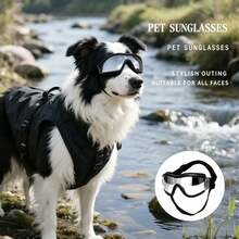 1pc-Cool Pet Dog Sunglasses, Windproof Dustproof Anti-Fog Pet Glasses, Adjustable Elastic Headband, Fashionable Black Frame Suitable For Medium And Large Dogs, Perfect For Outdoor Adventure, Running (Slightly Defective, Please Do Not Buy If You Mind) - Black - View 2