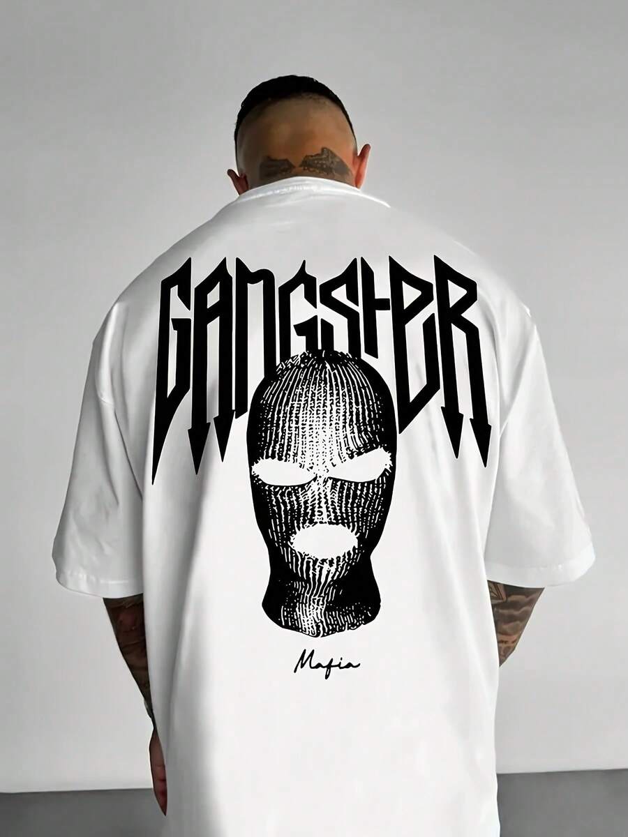Men's Street Style Crew Neck T Shirt,With A Bold3D Geometric Pattern Print - Polyester Knitted Fabric,Loose Fit And Slight Elasticity Make It Suitable - 白色 - 查看 1