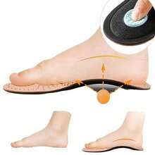 1 Pair Arch Support Insoles, PU Breathable Wear-Resistant Non-Collapsing Arch Support Insoles, Comfortable Foot Support - Faux Leather Brown - View 2