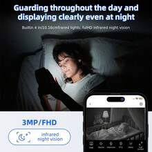 WJG 1PC Multiple Models Available, Including 1290P HD Video Baby Monitor With Camera And Audio, 2.4GHz Night Vision Camera - White - View 5