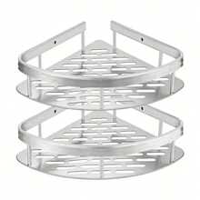 1 pieza Estantería de esquina, Estante de almacenamiento para baño y cocina, Organizador de baño sin taladro, Estante de almacenamiento de baño y cocina montado en la pared en forma triangular - Negro - Ver 13