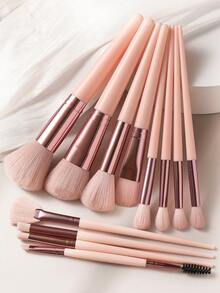 Set Kuas Makeup 7/8/9/10/11/12/13pcs, Kuas Blending Eyeshadow Rambut Sintetis Premium, Alat Kosmetik - Baby Pink - View 12