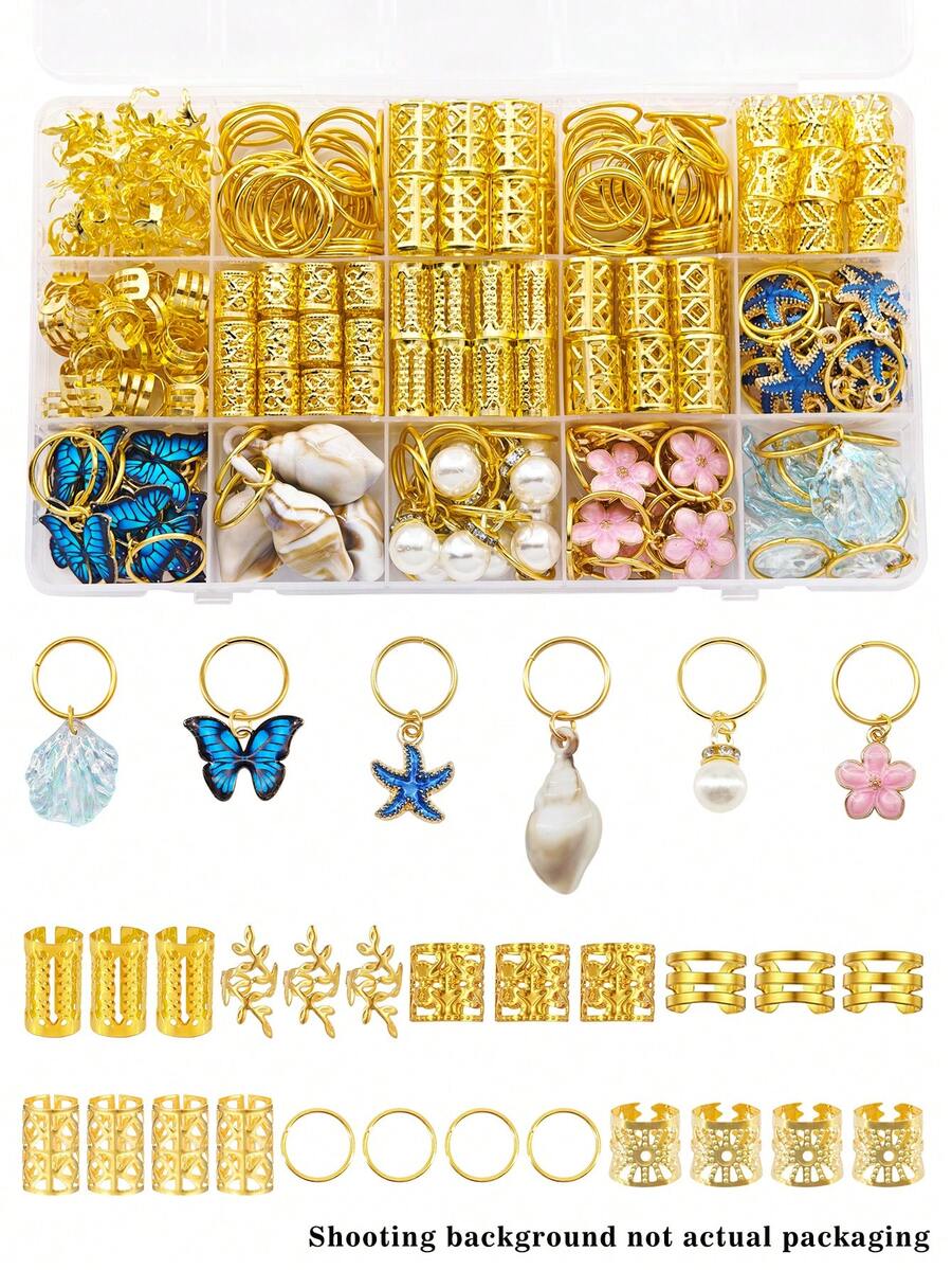 76件組花卉波浪髮圈套組，含彩色蝴蝶與山茶花，多形狀可調節髮帶，女性髒辮髮飾