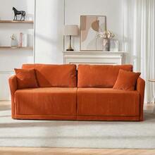 Modern Minimalist Fabric Sofa With Multifunctional Conversion: Comfortable Sofa Bed For Living Rooms, Offices And Studios, Foldable Double Sofa Bed For Small Apartments. - 橘色 - 查看 4