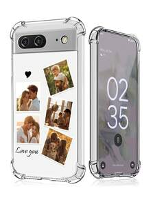 1 pieza Funda de teléfono personalizable con foto y nombre, estilo verano/Y2K/familia/amigos/parejas aniversario, funda de teléfono transparente anti-caída de cuatro esquinas, compatible con Pixel 11/11 Pro/11 Pro XL/10a/10 Pro/9 Pro/9a/8a/8/8 Pro/7/6 Series, funda de teléfono de verano | Funda de teléfono de alta calidad | Regalo para mujeres - transparente - Ver 4