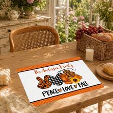 1pc/4pcs/6pcs/8pcs, Home Decor, Pumpkin Pattern Printed Linen Placemats, Suitable For Dining Table, All-Season Decorative, Washable, Kitchen & Dining Room Supplies, Table Mats, Coasters, Kitchen Dining Table Placemats, Home Goods - Multicolor - View 6