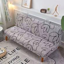 Abstract Tulip Pattern Sofa Bed Cover, Full Elastic Polyester Coating, Anti-Slip Anti-Dust, No Armrest, Knitted Milk Silk Material, Suitable For All Seasons, Washable - Grey - View 5