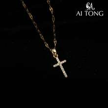 1 Stück minimalistische personalisierte Metall-Dünnkette Kreuzanhänger Halskette, geeignet für den täglichen Gebrauch von Frauen - Gold - Übersicht 7